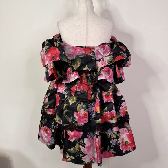Dolce & Gabbana Runway Dark Floral Ruffle Mini Dress NWT IT 38 US 2 Romantic - Picture 9 of 16